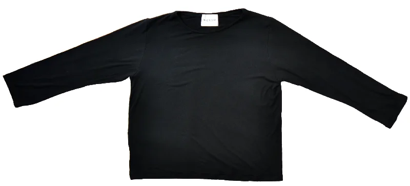 Boxy fit Organic LS Bamboo T-Shirt in Black