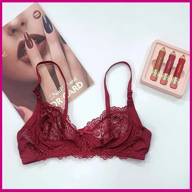 1pcs Non-Padded & Non-Wired Full Coverage & Transparent Bra A486
