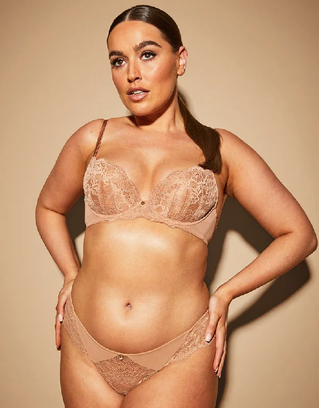 Ann Summers Sexy Lace Planet Padded Plunge Bra Latte