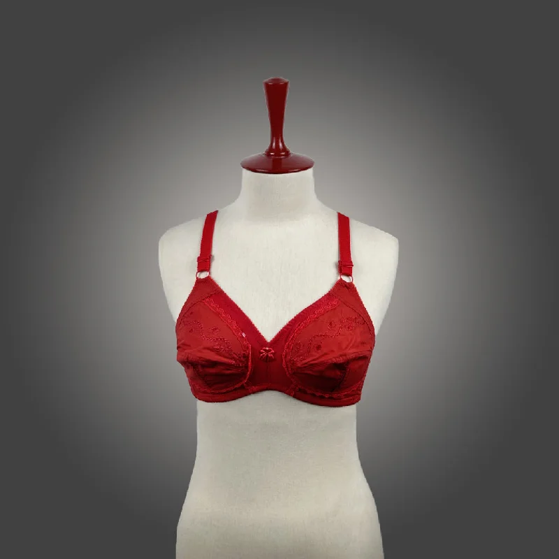 Cotton Chikan Embroidery Bra Imported Fabric