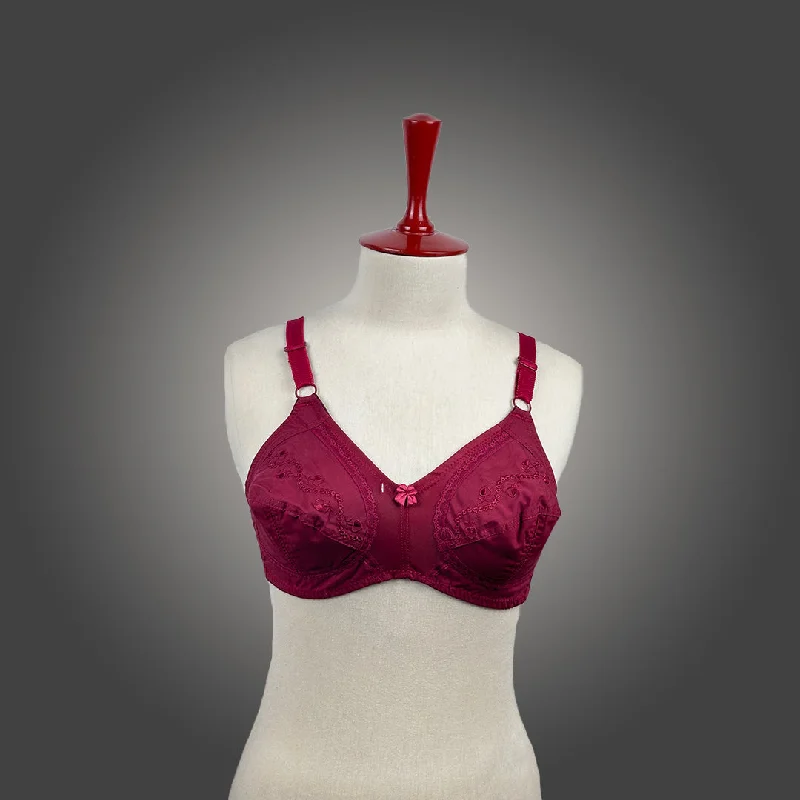 Maroon Chiken Embroidered Bra