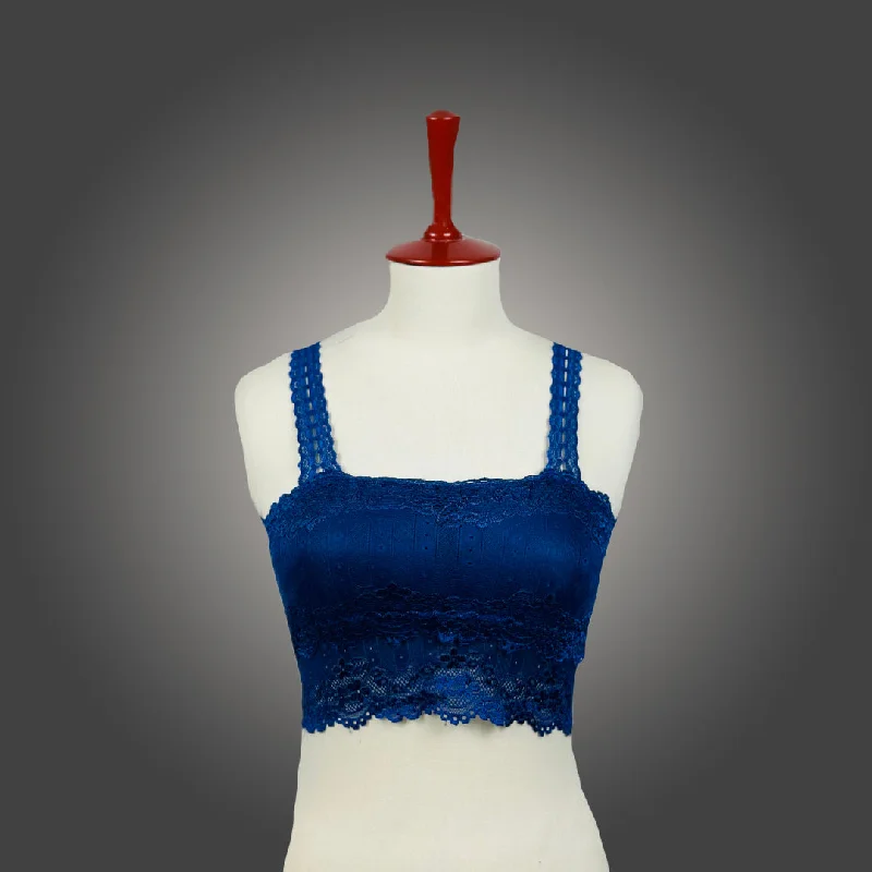 Padded Lace Embroidery Crop Top Bra