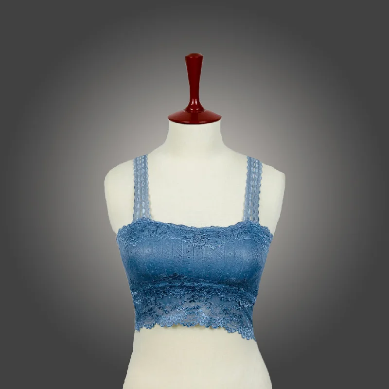 Padded Lace Embroidery Crop Top Bra