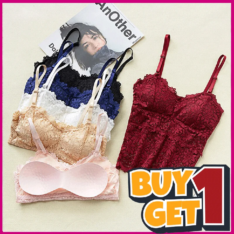 BUY 1 GET 1 FREE Floral Lace Bralette Padded Wireless Bra -8817