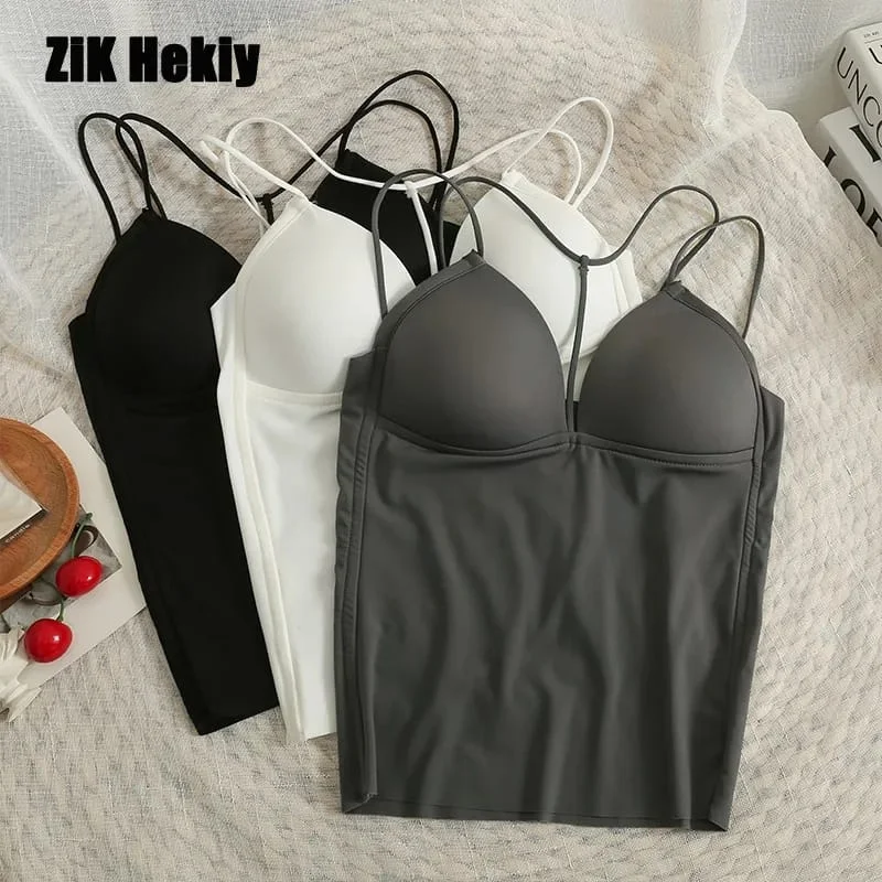 High Quality Full Coverage Front Dori Style Silk Seamless Padded Camisole-570