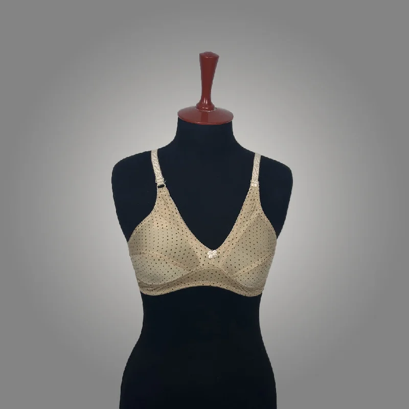 Imported Bra Style Printed  Soft Cotton Jersey Bra Non Padded Bra dark skin color