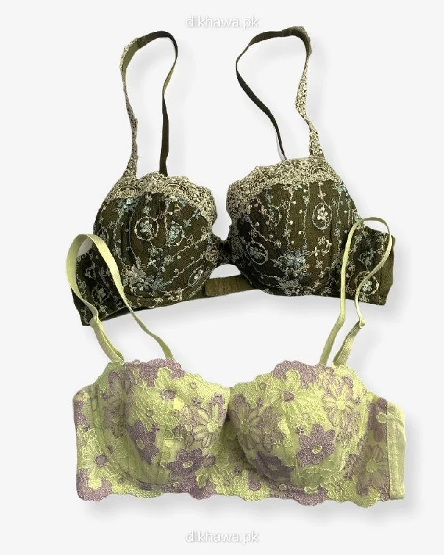 Imported Stocklot Branded Net Pushup Bra - Underwired Bra - Non Padded Bra - Pack of 2 Imported Stocklot Branded Net Pushup Bra - Underwired Bra - Non Padded Bra - Pack of 2