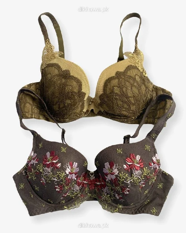 Imported Stocklot Branded Net Pushup Bra - Underwired Bra - Non Padded Bra - Pack of 2 Imported Stocklot Branded Net Pushup Bra - Underwired Bra - Non Padded Bra - Pack of 2