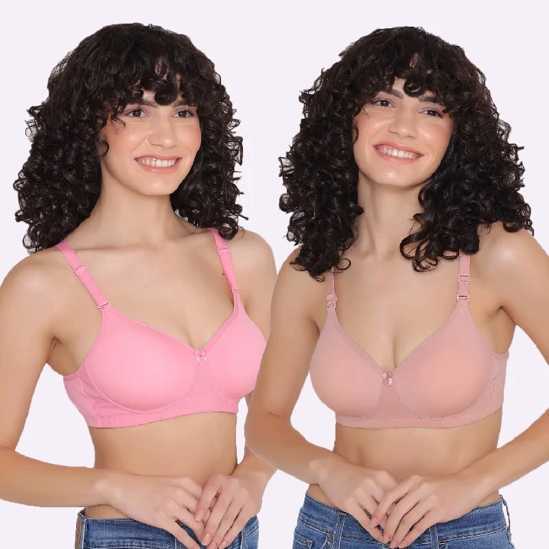 Women's Padded and Non Wired Full Coverage T-Shirt Bra (Pack of 2)-LILY
