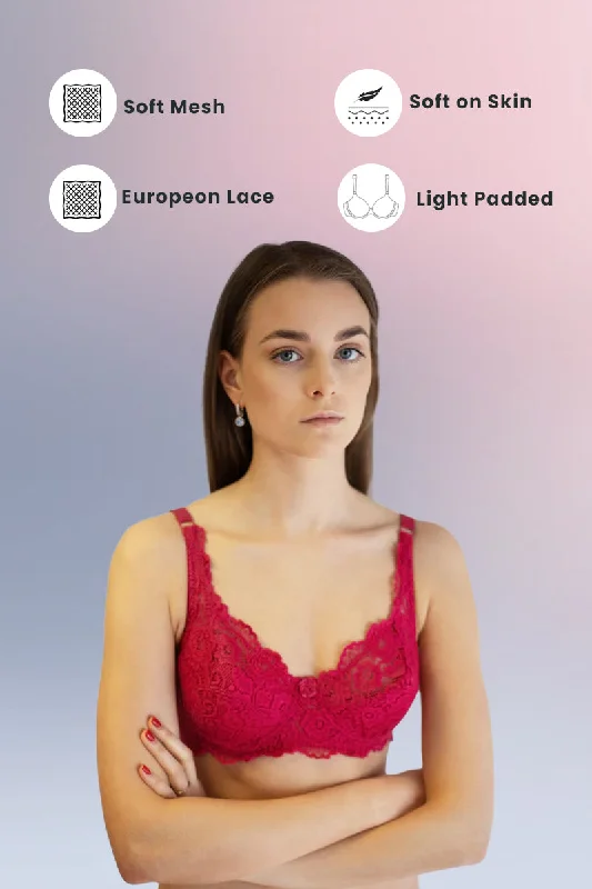 Marron Broom - Wired / Non-Wired Light Padded European Lace Bra
