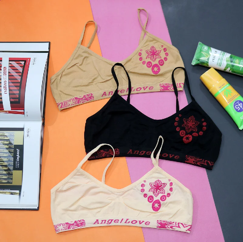 New Pack of 3 Angel Love Letter Print Sports Biddies For Girls