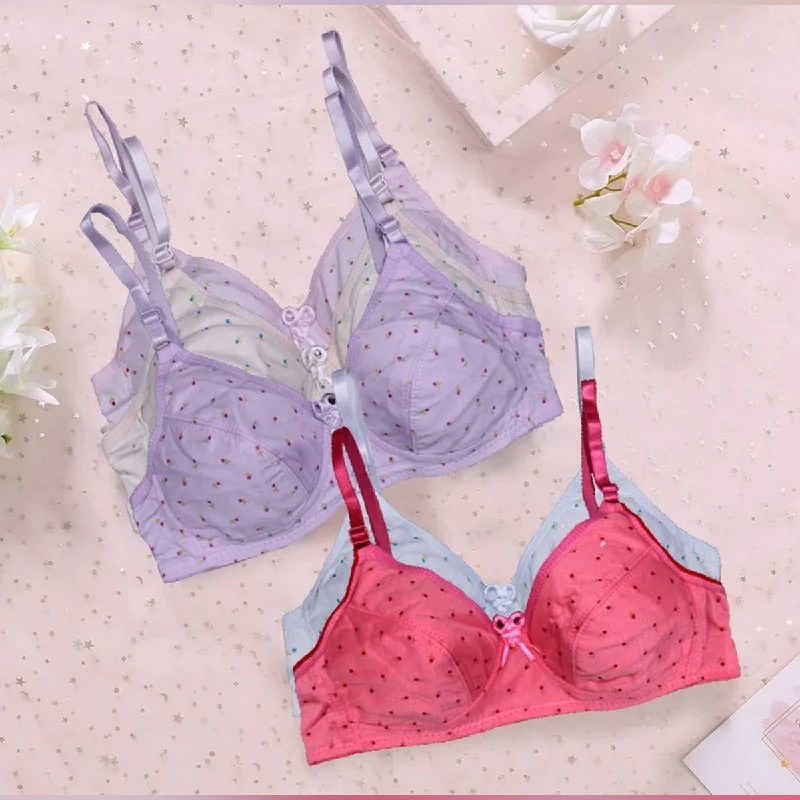 Pack of 3 Cotton Non-Padded Non-Wired Bra For Teenagers.