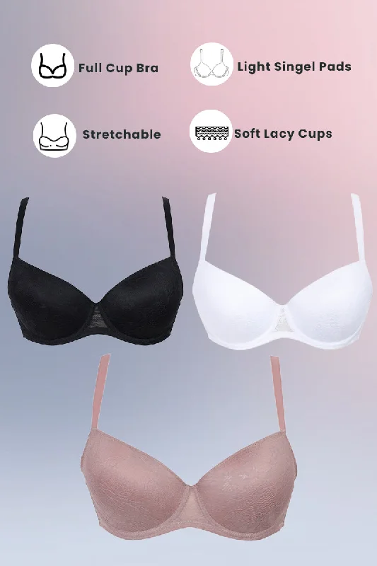 Pack of 3 Laced Padded Wired Bra