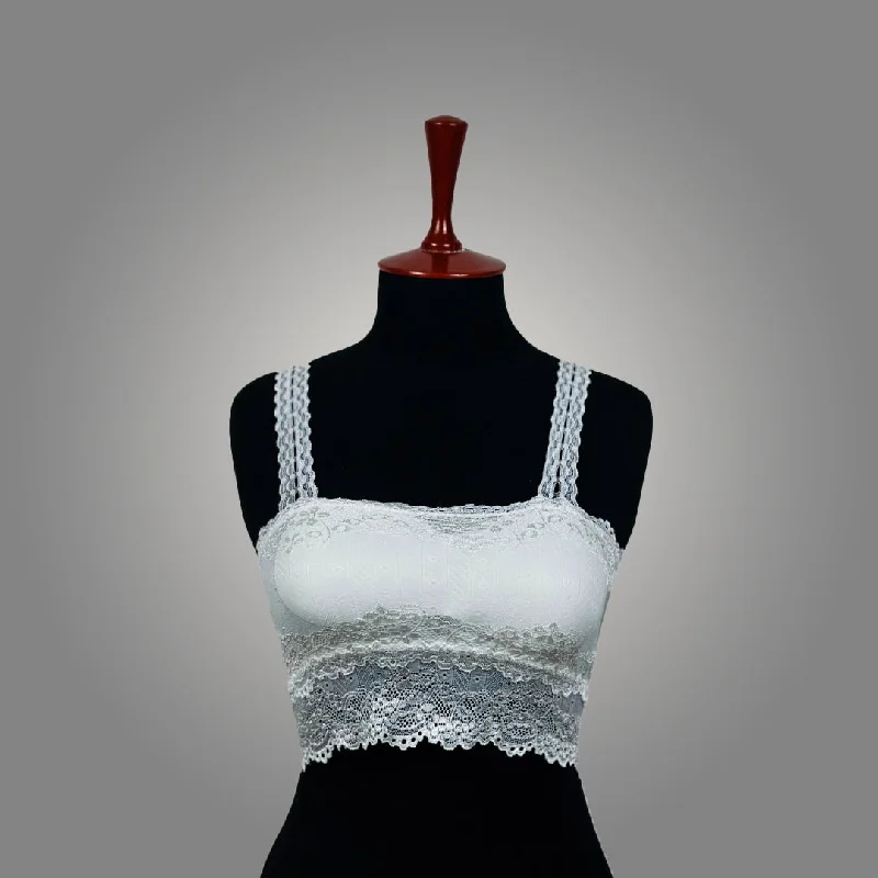 Padded Lace Embroidery Crop Top Bra