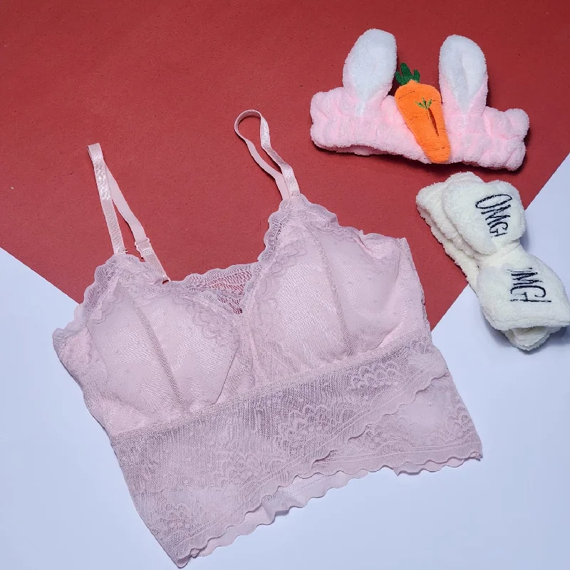 BUY 1 GET 1 FREE  Flourish Cross Design Comfortable Women's Tube Top Lace Bra 9955