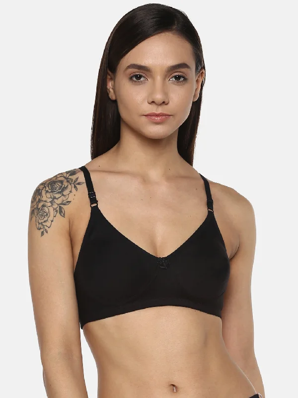Women's Solid Black Non-Padded T-Shirt Bra | COOL-BLK-1 |