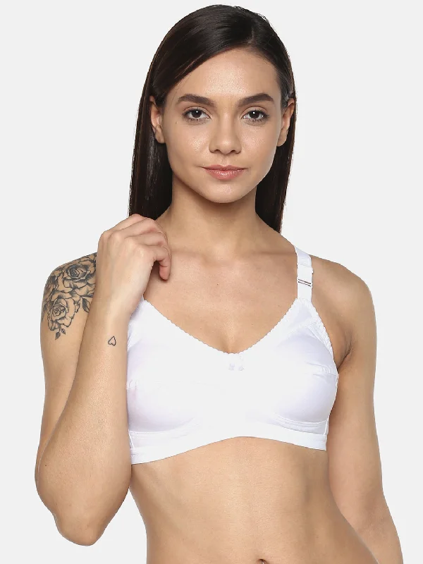 Women's Solid White Non-Padded Cotton T-Shirt Bra | CONCENT-WH-1 |
