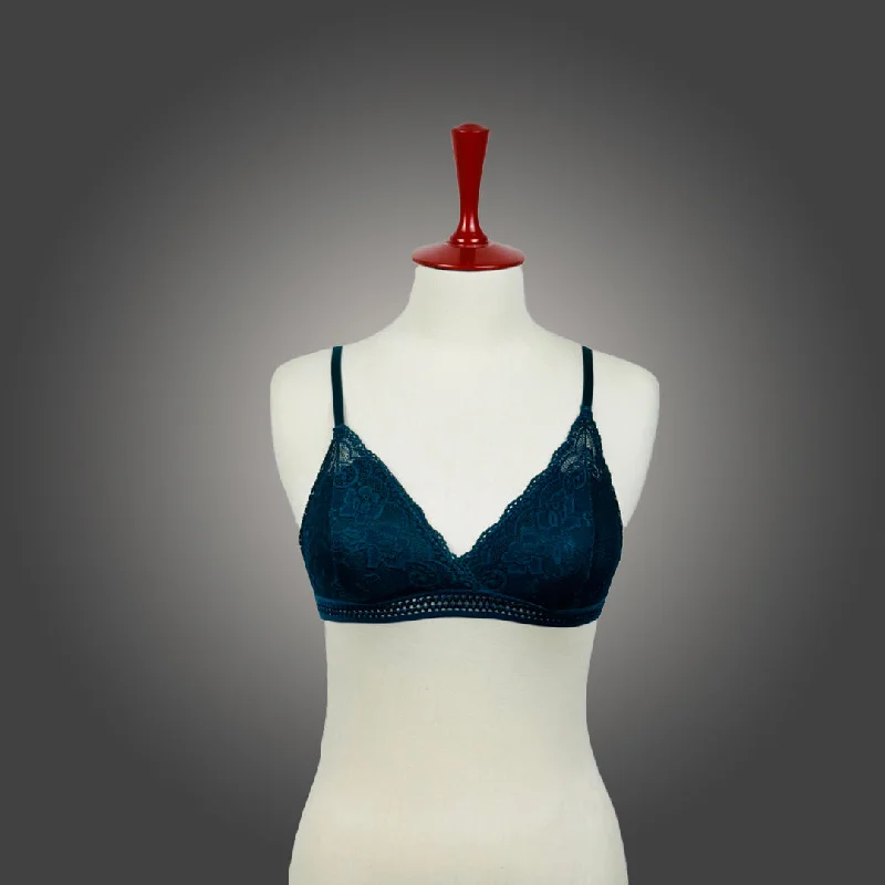 Teal Blue Women's Triangle Lace Bralette