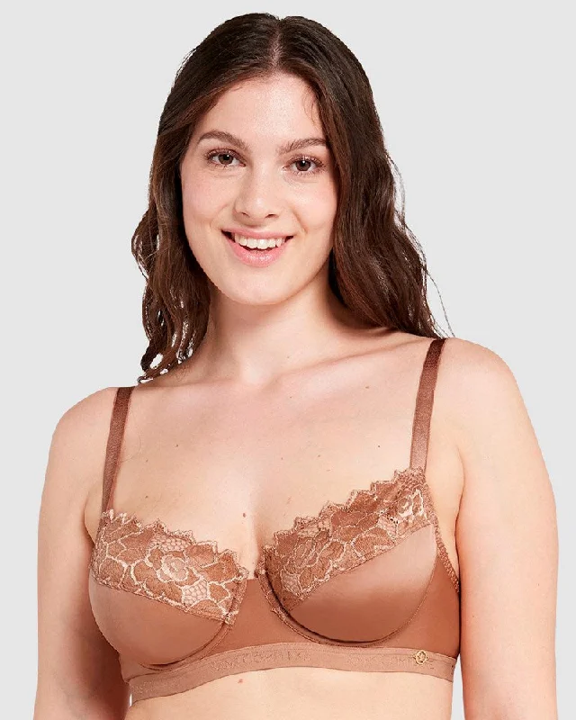 Arum Gloss Wired Half Cup Longline Bra with Lace Sans Complexe