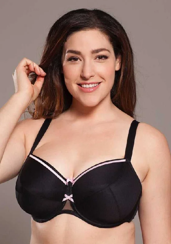 Softly Molded Underwire Balconette Plus Size Bra Black