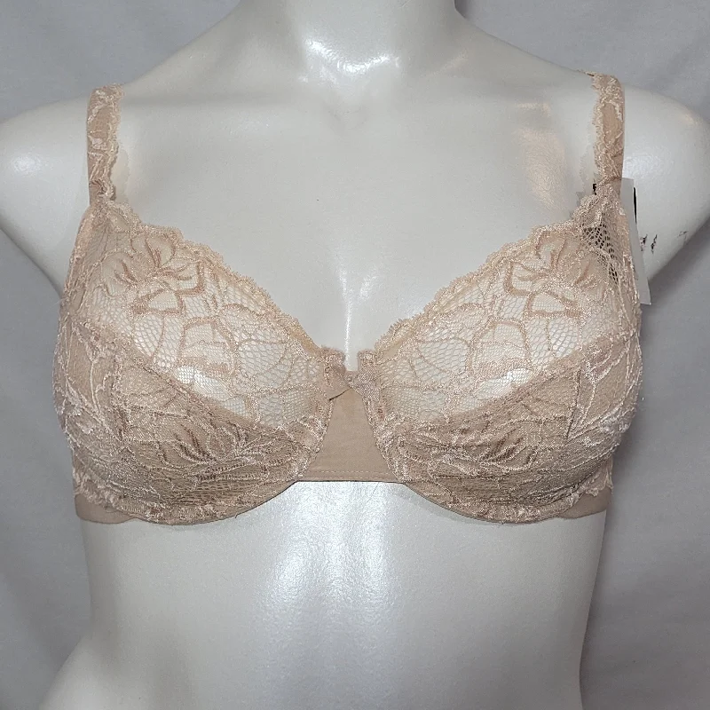 Bali 6543 Semi Sheer Lace Desire No-Foam Underwire Bra 42DD Nude NWT