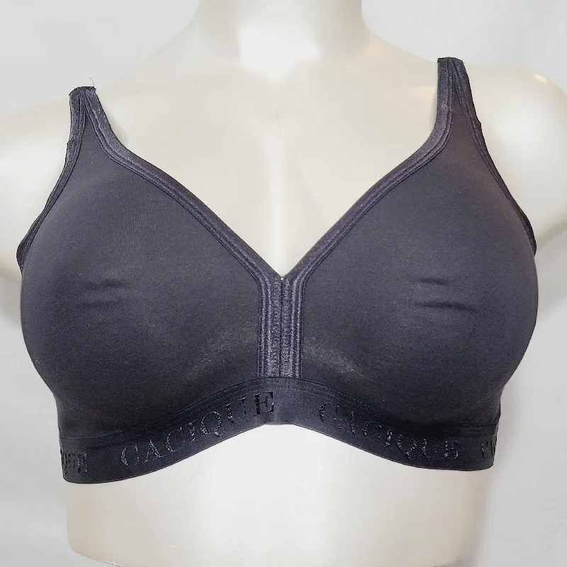 Cacique Sensual Wire Free Cotton Soft Cup Logo Band Bra 40C Black  New withOUT Tags