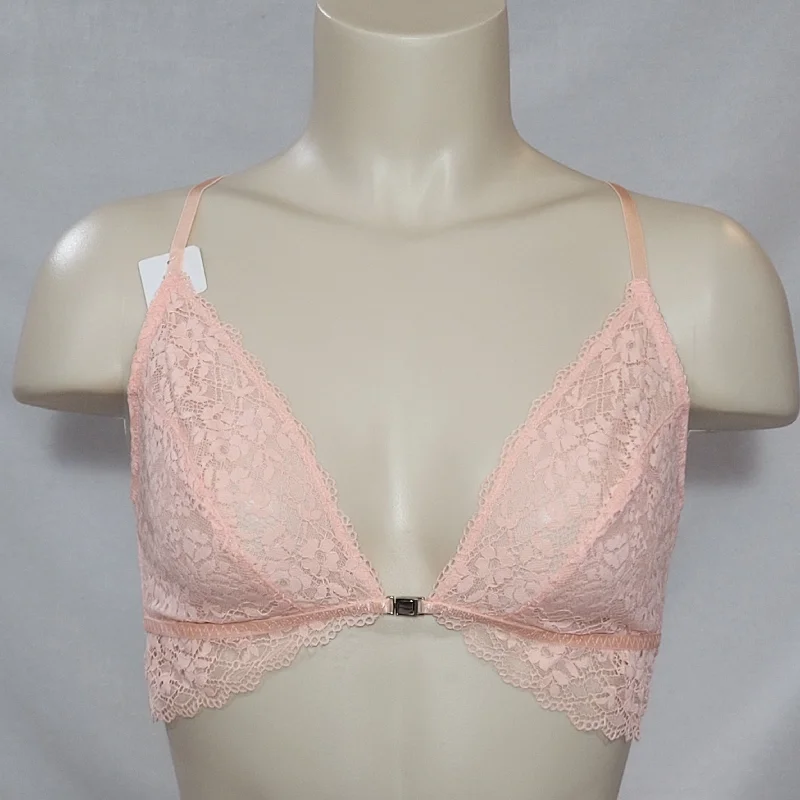 Gilligan O'Malley Front Close Sheer Lace Y-Back Wire Free Bra Bralette XL X-LARGE Peach Divine