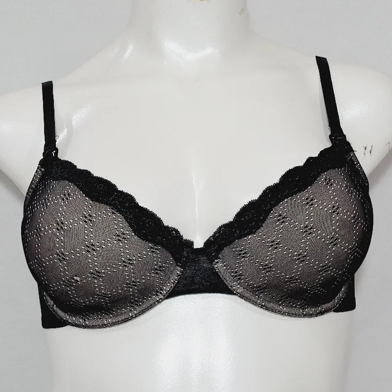 Gilligan O'Malley Full Coverage Lace Molded Cup Nursing Maternity UW Bra 36D Black