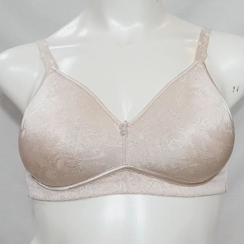Olga 30552 Curves Wire-free Satin Jacquard Contour Bra 36D Beige