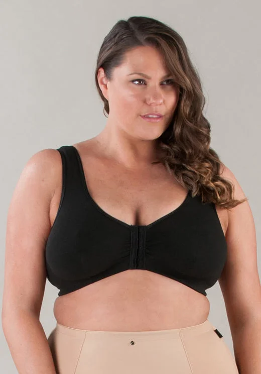 Women Plus Size Cotton Front Closer Bra Black Color