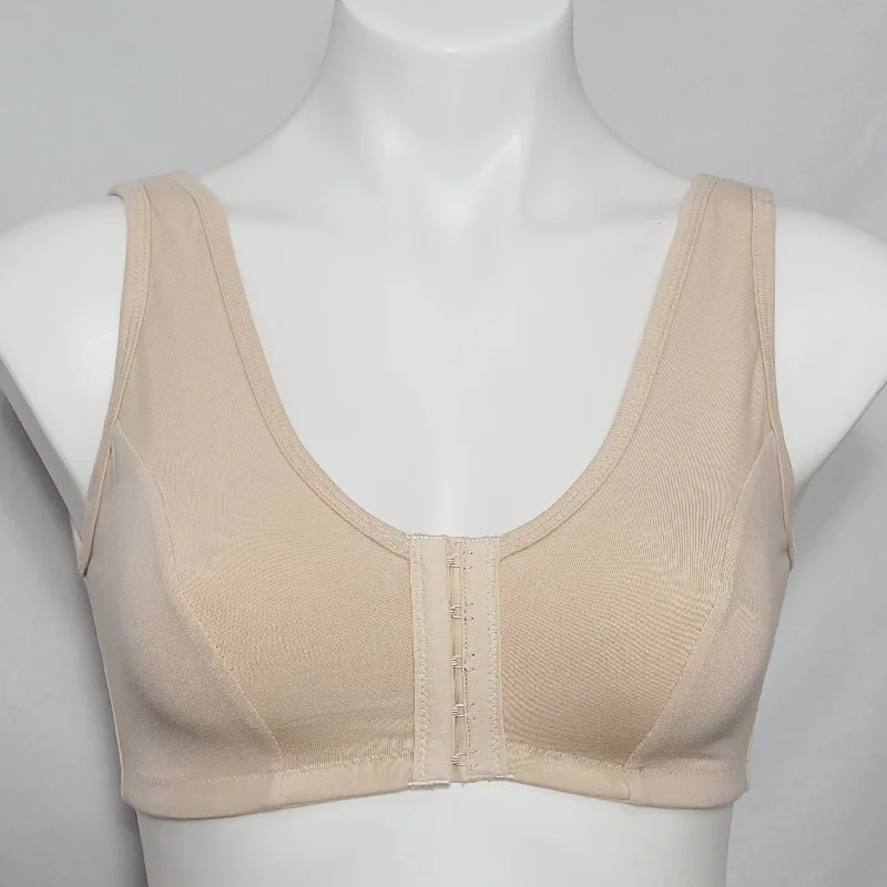 Dr. Rey's Shapewear 90% Cotton Front Close Wire Free Bra MEDIUM Nude NWT