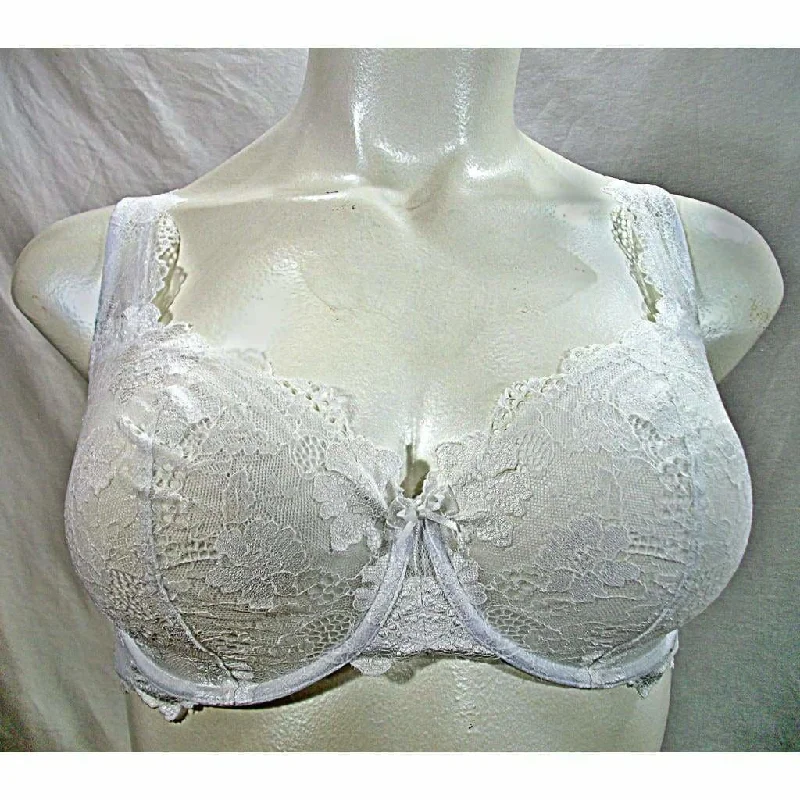 Felina 110026 Monica Unlined Lace Semi Demi Underwire Bra 38DD White