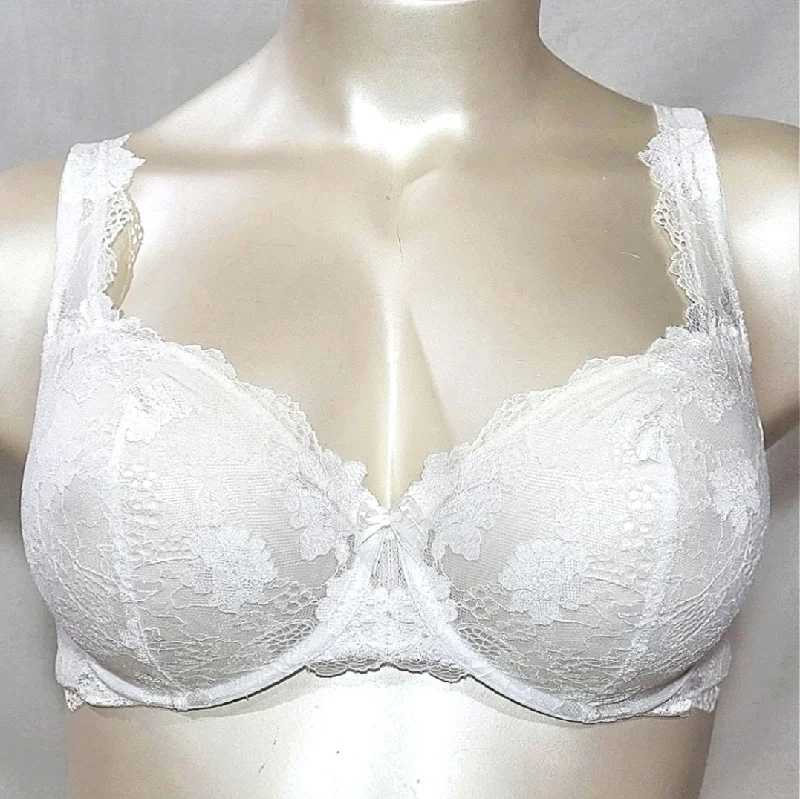 Felina 110026 Monica Unlined Lace Semi Demi Underwire Bra 38DDD White