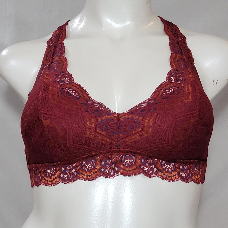 Gilligan & O'Malley Lace Pullover Racerback Bralette MEDIUM Country Red Multi NWT