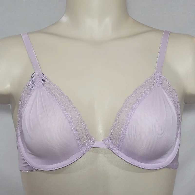 Gilligan O'Malley Perfect Unlined Seamless Cup Lace Trim UW Bra 34B Purple