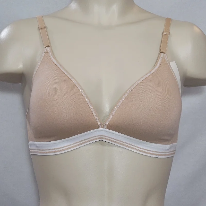 Hanes HC47 Cotton Stretch Wire Free T-Shirt Bra 38C Beige & White NWT