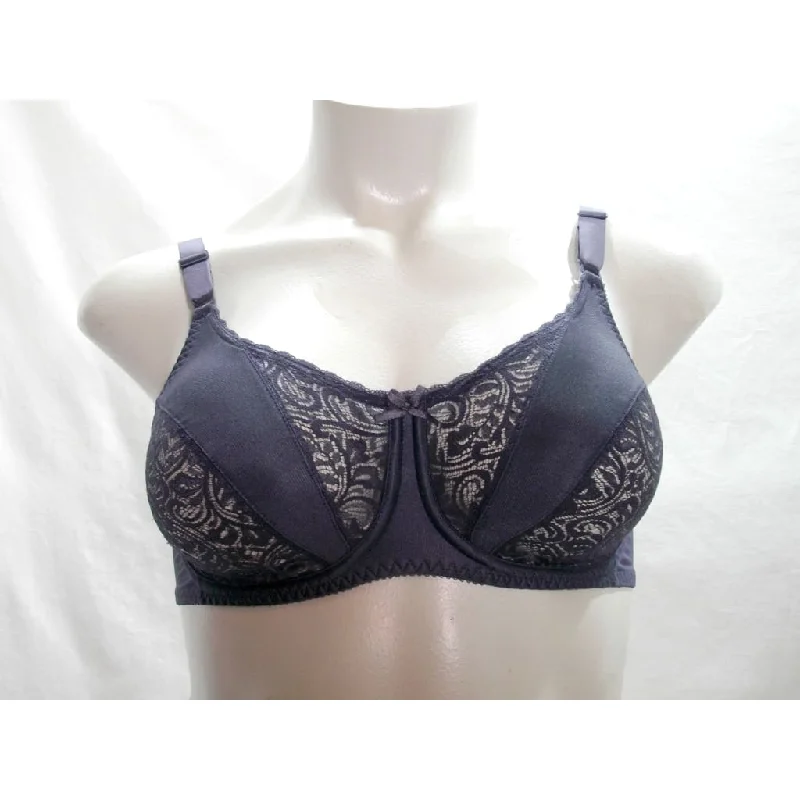 Hanes Her Way G274 Lace Divided Cup Underwire Bra 36D Gray