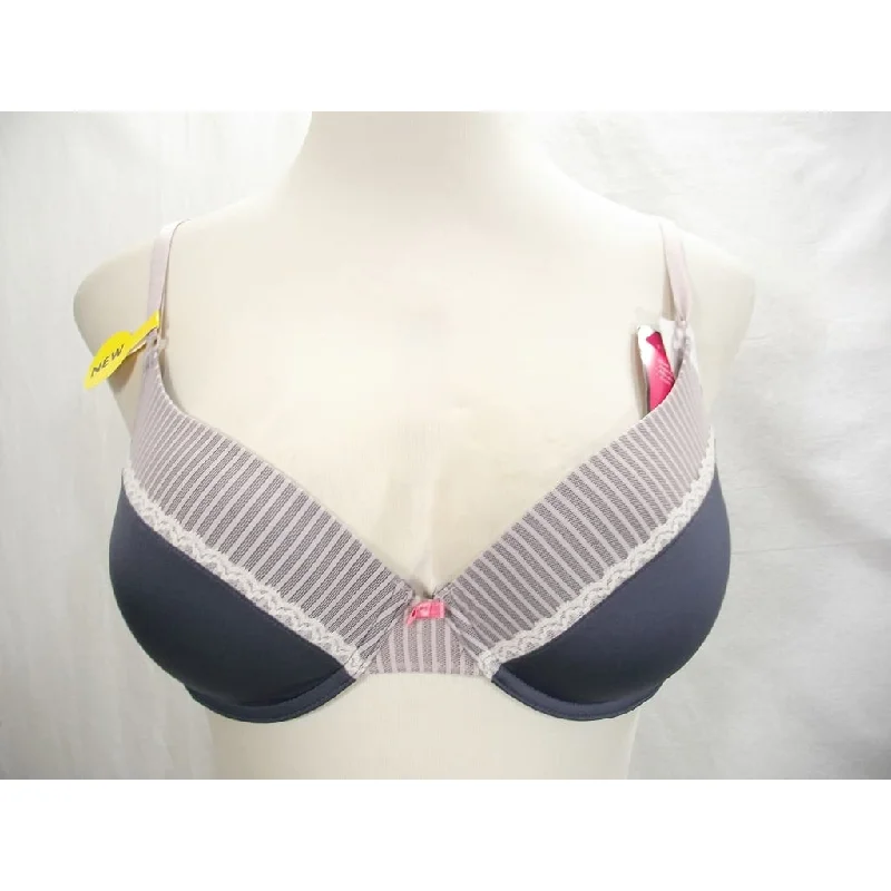Lily of France 2175257 French Charm Underwire Bra 34C Gray & Ivory Stripe NWT