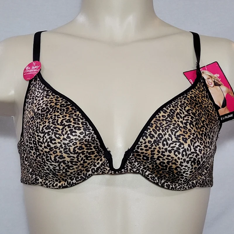 Lily Of France 2177200 Extreme U-Plunge Underwire Bra 34C Animal Print NWT
