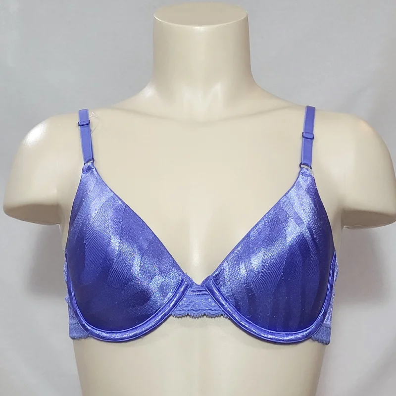 DISCONTINUED Maidenform 7122 One Fabulous Fit Jacquard Satin Underwire Bra 36D Blue NWT
