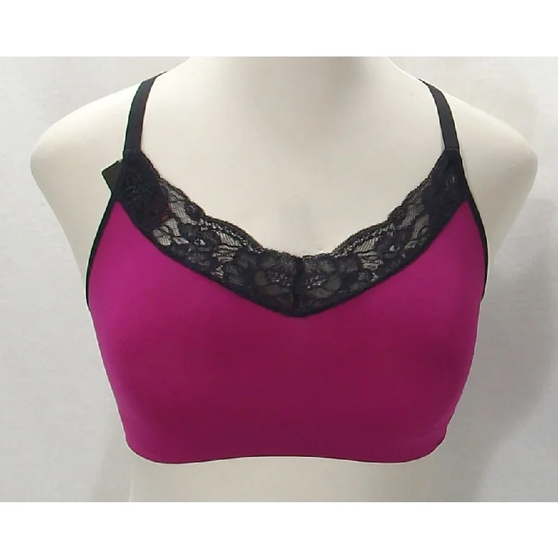 Maidenform DM7968 Fit To Flirt Seamless Lace T-Back Bra Bralette Size LARGE Burgundy Black NWT