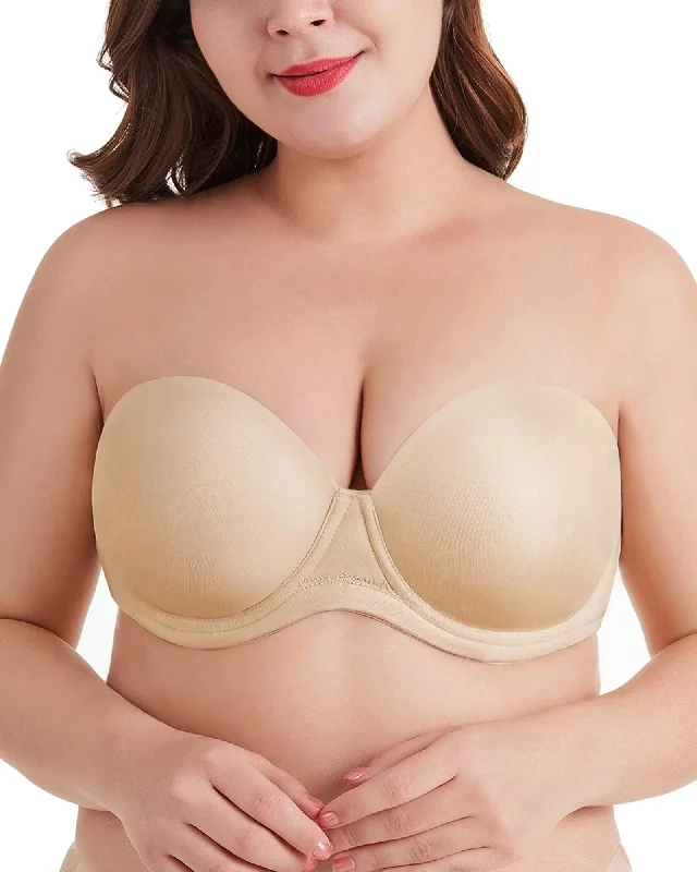 SheCurve® Plus Size Women's Underwire Contour Multiway Full Coverage Strapless Bra-BEIGE SheCurve® Plus Size Women's Underwire Contour Multiway Full Coverage Strapless Bra-BEIGE
