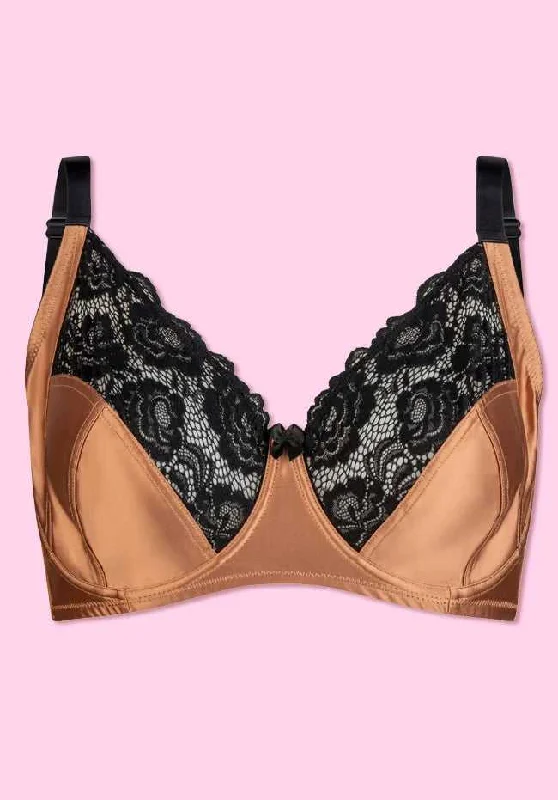 Vivian Satin and Lace Underwire Women Full Cup Bra Plus Size