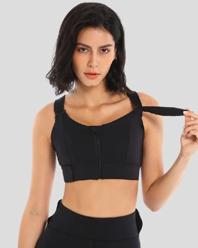 Women's High Impact Sports Bra Plus Size Zip-Front Shock Absober
