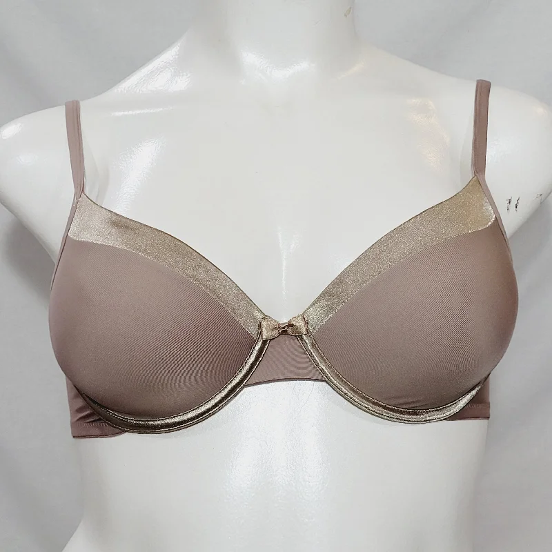Warner's 1323 Satin Tuxedo Underwire Bra 36D Toffee
