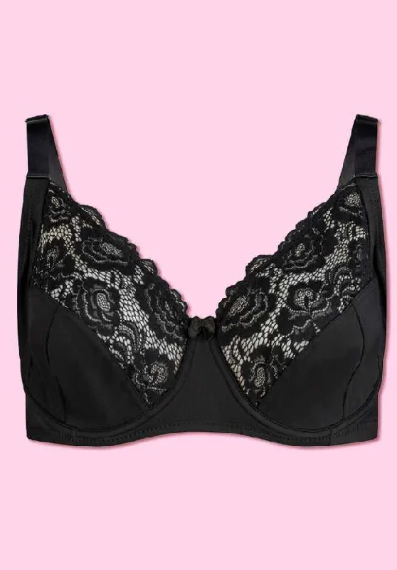 Leah Black Underwired Women Full Cup Bra Plus Size
