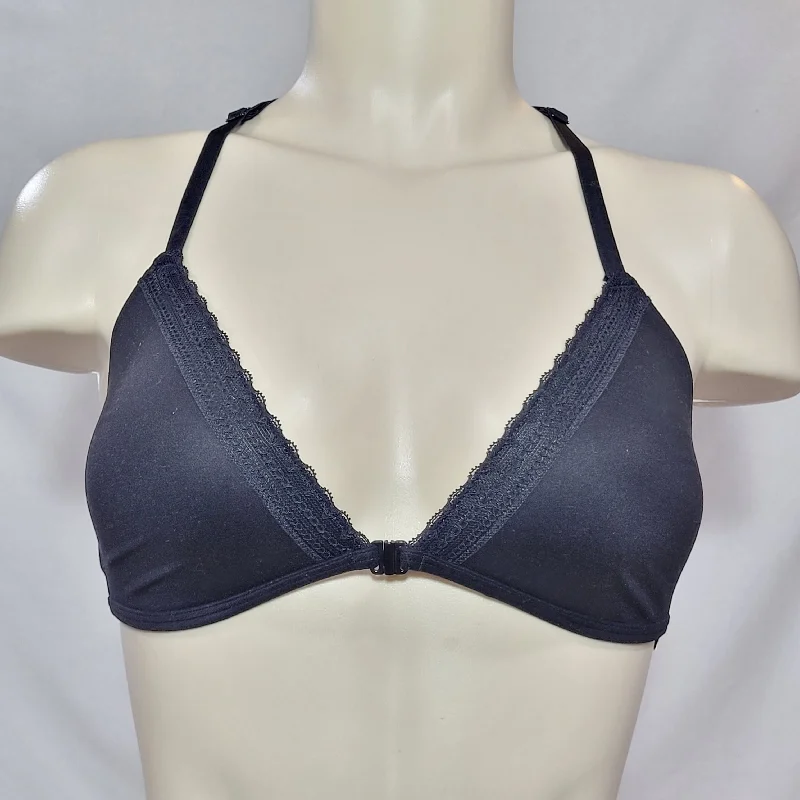 Xhilaration Front Close Lounge Wire Free Lace Trim Bra Bralette 38D Black
