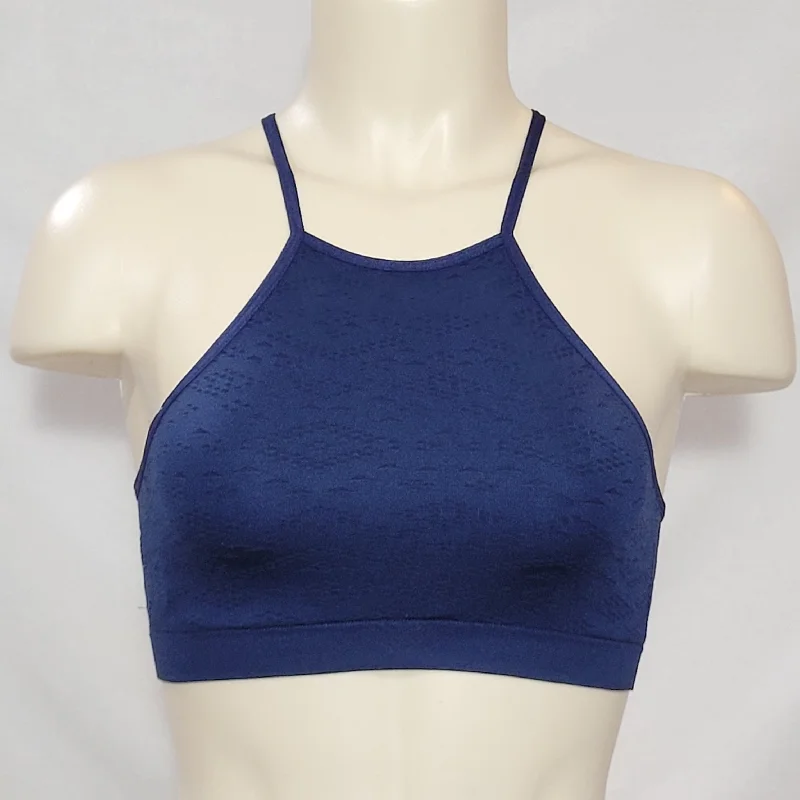 Xhilaration High Neck Seamless Wire Free Texture Bralette Bra Size SMALL Navy Nightime Blue Xhilaration High Neck Seamless Wire Free Texture Bralette Bra Size SMALL Navy Nightime Blue