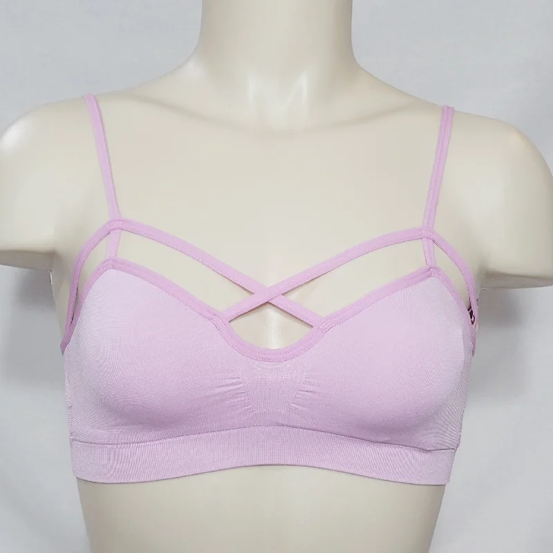 Xhilaration Wire Free Cut-Out Strappy Bralette Bra Size MEDIUM Pink Violet