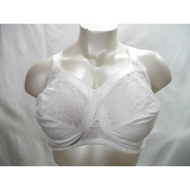 Comfort Choice 27-2223-9 Lace Divided Cup  Wire Free Bra 52C White